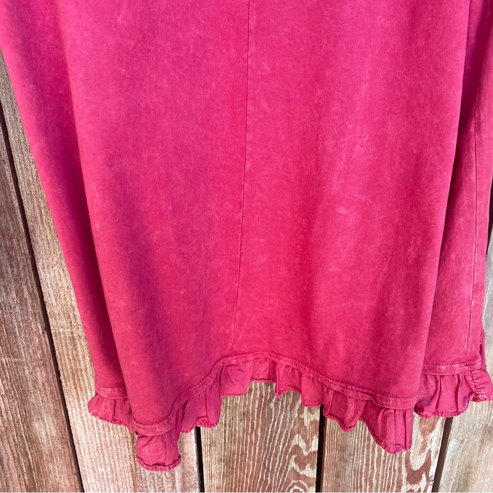 Altar'd State Ruffled Hem Short Sleeve Pink Top.  Size Large - Picture 14 of 15